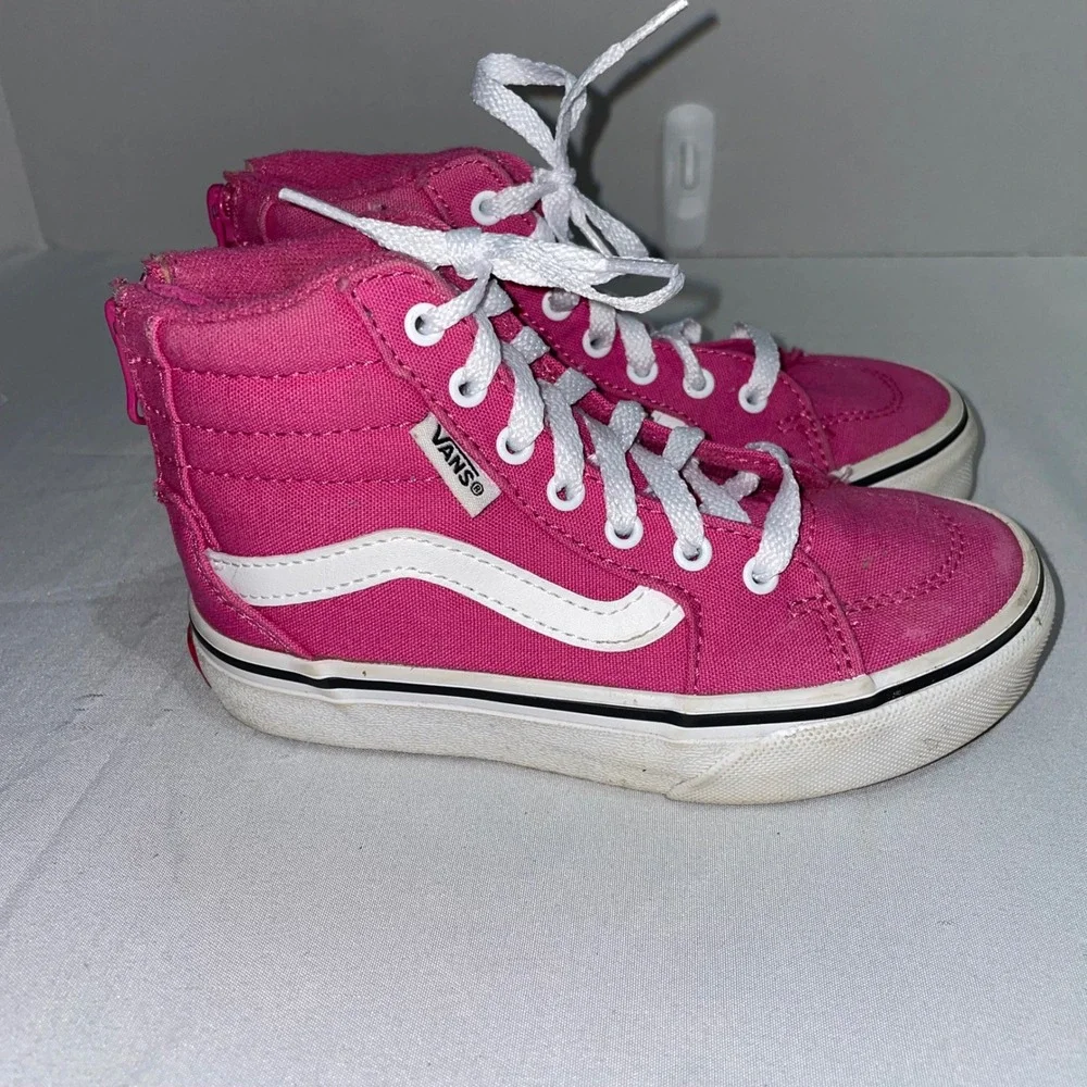Vans‎ Sk8-Hi Zip Pink High Top Sneakers Kids Size 11 Missy Canvas Skate Shoes